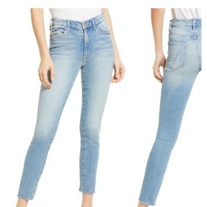 Mother The Looker High Waist Frayed Ankle Skinny Jeans